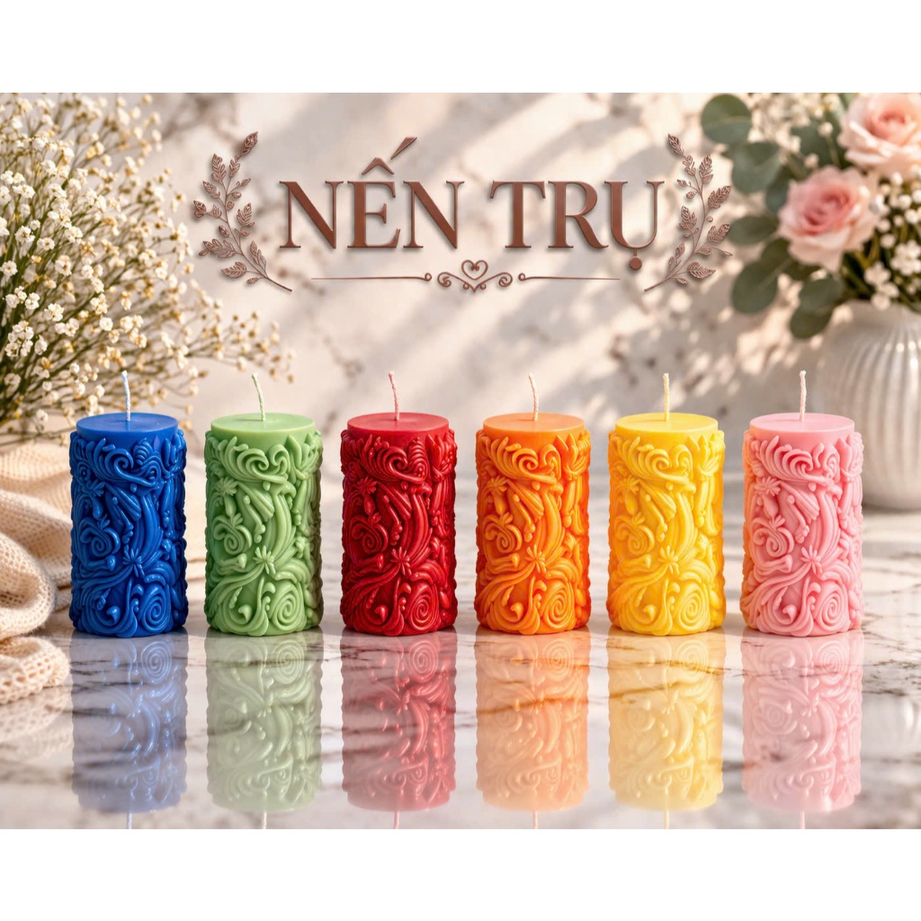 Nến Trụ Cao - nến cúng -dùng bàn thờ gia tiên - nơi thờ cúng - cháy lâu -không khói -an toàn sức khỏe | Hương Gấu