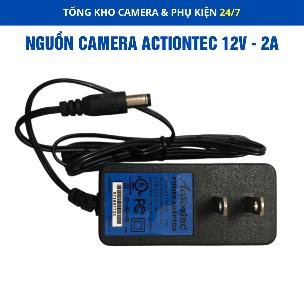 Nguồn Adapter DC 12V 2A cho Camera Actiontec – Jack 5.5mm, Có Đèn Báo ...