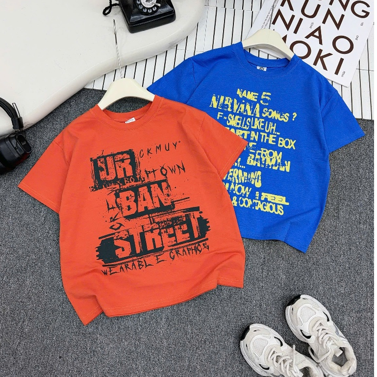 Áo Phông Cotton Họa Tiết Chữ Cá Tính Cho Bé Trai từ 17-60kg, Chất Cotton Mềm Mịn Mát, Thấm Hút Tốt, 3 MÀU (STREET)