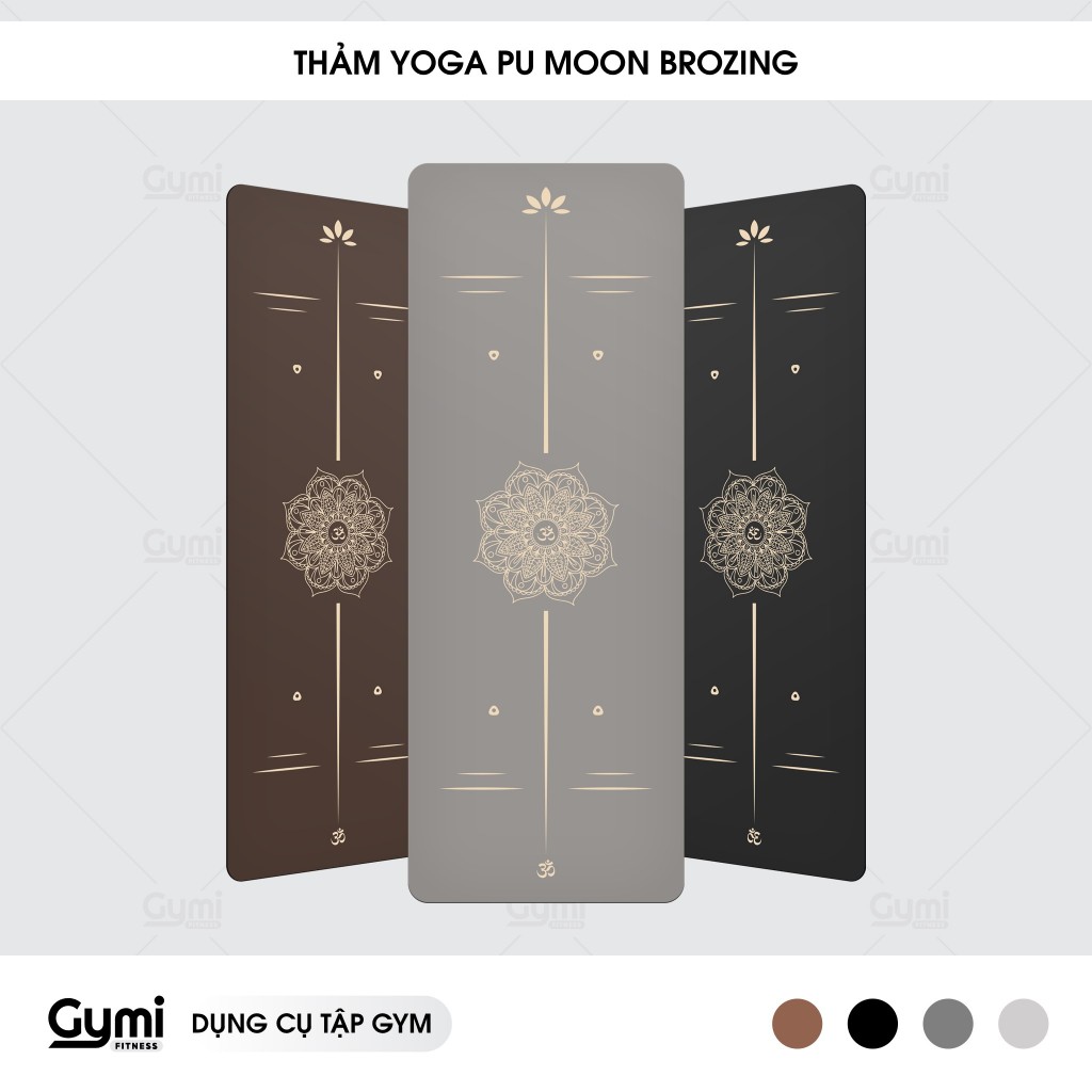Thảm Tập Yoga Gym Định Tuyến YOGA Pu Cao Su IN LỤA Moon Brozing Kẻ Vàng Cao Cấp - ThamPU-KeVang