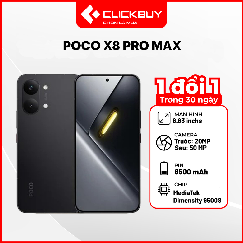 Điện Thoại POCO X8 Pro Max RAM 12GB Bộ Nhớ 256GB/512GB Chip Dimensity 9500s Pin 8500mAh Chính Hãng | BigBuy360 - bigbuy360.vn
