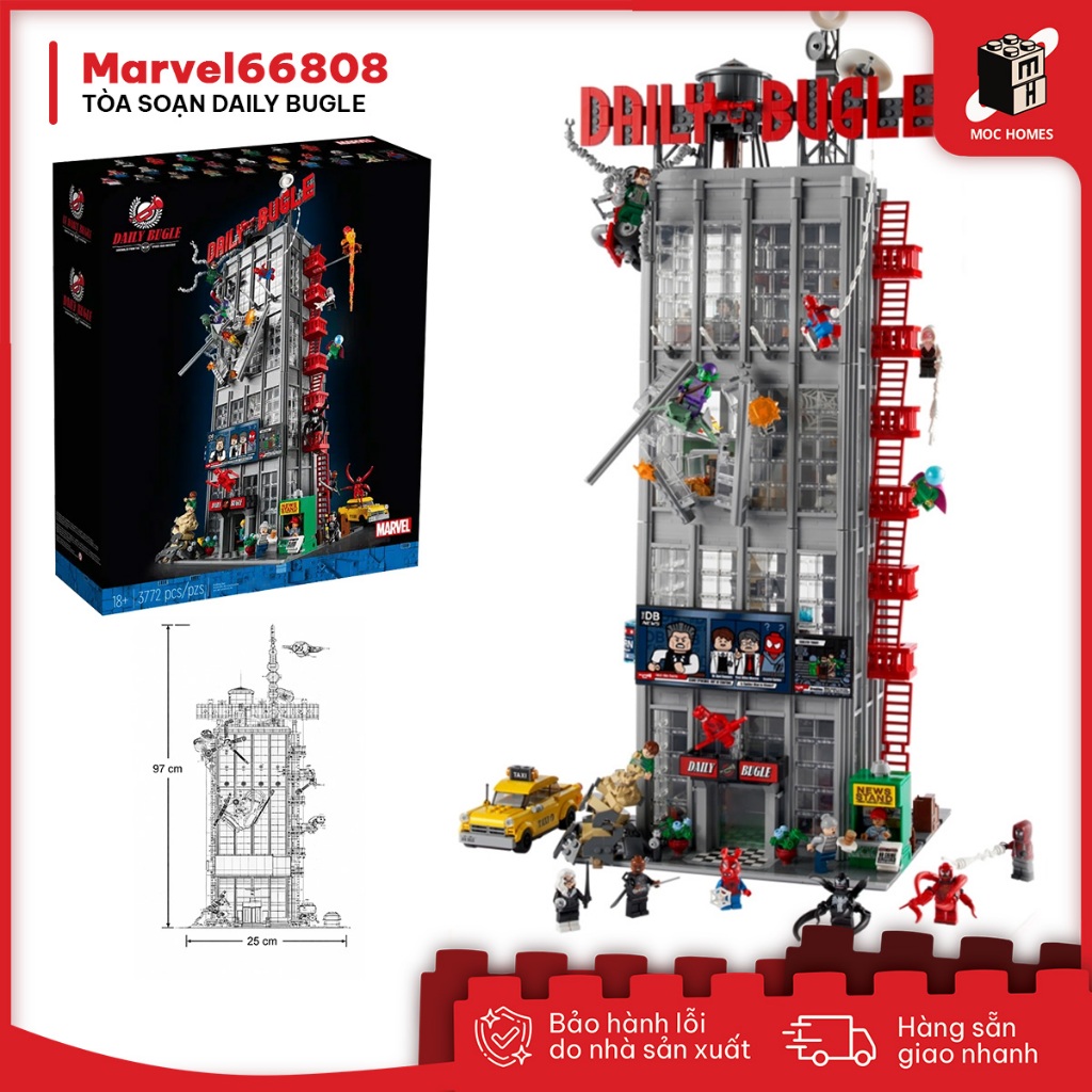 [IN LƯNG] Đồ chơi lắp ráp mô hình Tòa soạn báo Daily Bugle SpiderMan | 3372PCS