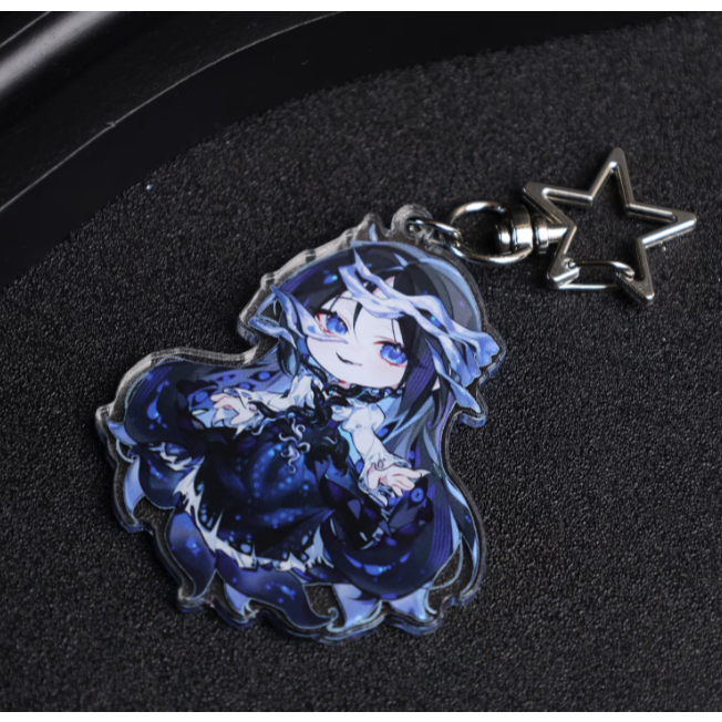 Path to Nowhere Acrylic Keychain Set - Shalom Coquelic Shin 000 LL, Chibi Style Anime Charm with Star Ring for Bag Keys