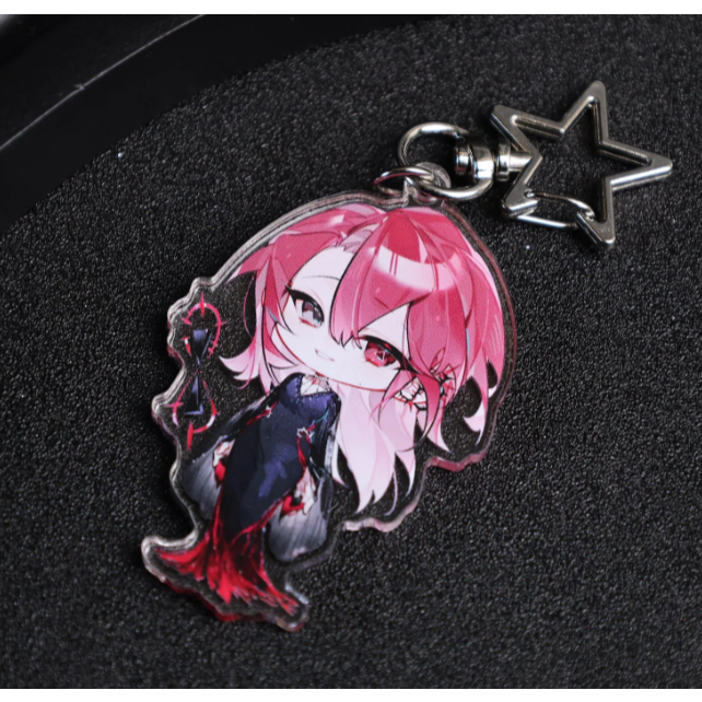 Path to Nowhere Acrylic Keychain Set - Shalom Coquelic Shin 000 LL, Chibi Style Anime Charm with Star Ring for Bag Keys