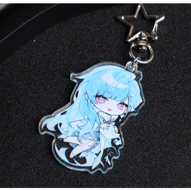 Path to Nowhere Acrylic Keychain Set - Shalom Coquelic Shin 000 LL, Chibi Style Anime Charm with Star Ring for Bag Keys