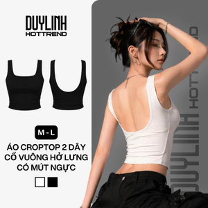 Áo croptop 2 dây cổ vuông hở lưng borip cotton có mút DUYLINH HOTTREND M L
