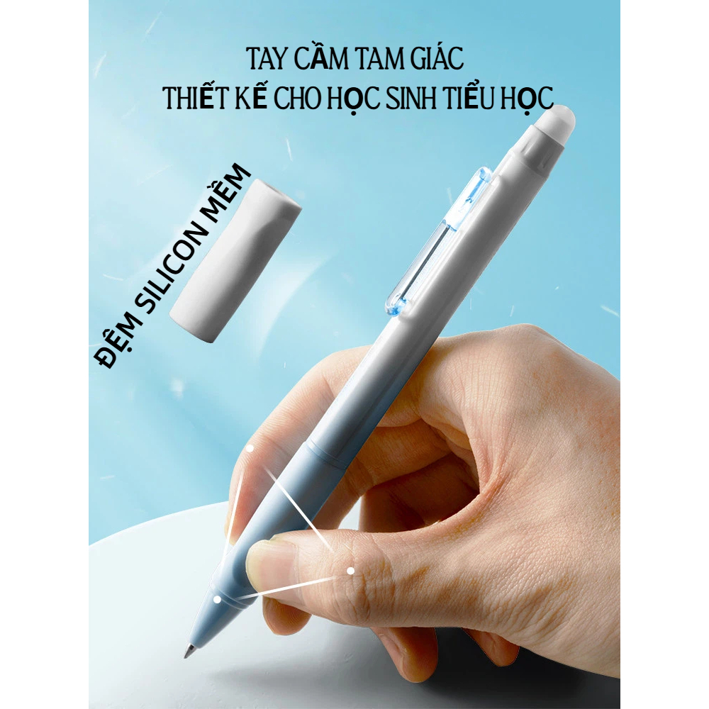 Bút Gel Xóa Được Deli  Bút Bi Bút Nước Bấm Mực Xanh Đen Tím Ngòi 0.5mm Mực Đều Viết Đẹp Dễ Dàng Tẩy Xóa Có Gôm