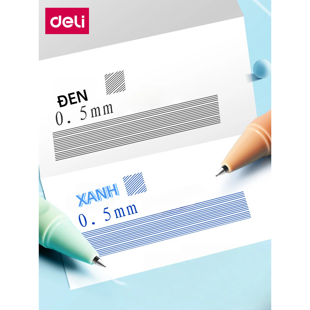 Bút Gel Xóa Được Deli  Bút Bi Bút Nước Bấm Mực Xanh Đen Tím Ngòi 0.5mm Mực Đều Viết Đẹp Dễ Dàng Tẩy Xóa Có Gôm