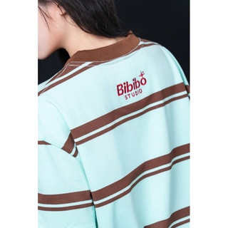 Áo thun unisex form boxy sọc xanh mint nâu BIBIBO - áo phông tay lỡ unisex