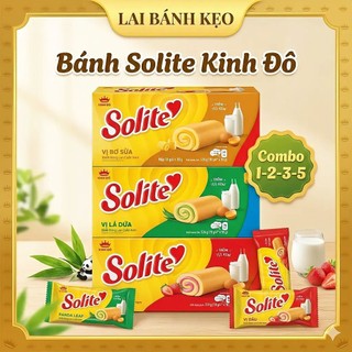 [Combo 1-2-3-5] Hộp Bánh Bông Lan Solite Kinh Đô, Vị Dứa, Dâu & Bơ Sữa, Hộp 18 gói ×18g