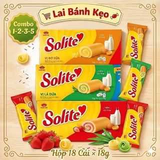 [Combo 1-2-3-5] Hộp Bánh Bông Lan Solite Kinh Đô, Vị Dứa, Dâu & Bơ Sữa, Hộp 18 gói ×18g