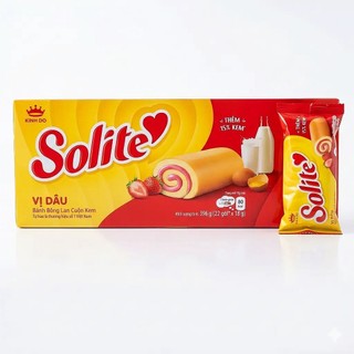Hộp Bánh Bông Lan Solite  Kinh Đô Vị Bơ Sữa, Lá Dứa, Dâu - Hộp 18 Cái x 18g