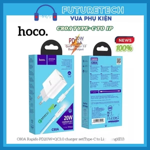 Bộ Sạc Nhanh Hoco C80A, Hỗ trợ sạc nhanh PD 20W (QC3.0) 2 Cổng USB Và Type C (HÀNG CHÍNH HÃNG)