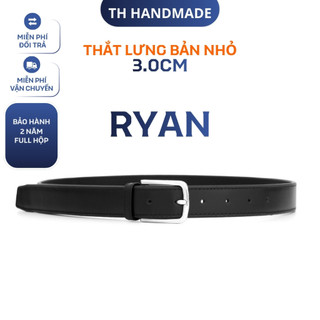 Thắt lưng da nam Ryan | Dây nịt nam da bò cao cấp nhập khẩu, bản dây 3.0cm - Màu đen/full hộp + kèm đinh đục