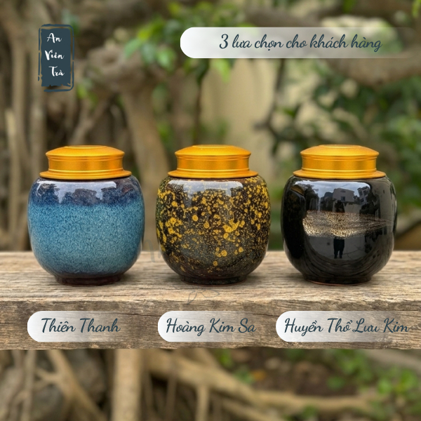 Hũ Đựng Trà Gốm Bát Tràng 150g - Hộp Đựng Trà Cao Cấp Men Chuẩn Bảo Quản Trà Tuyệt Đối