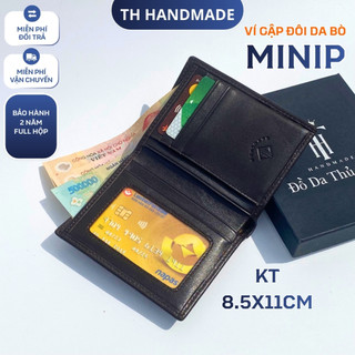Ví Da Nam MINI Cao Cấp TH HANDMADE,  Da bò thật loại 1 | Kiểu Dáng đứng có khóa | Kích thước  11 x 8.5 cm ( Nâu/đen)