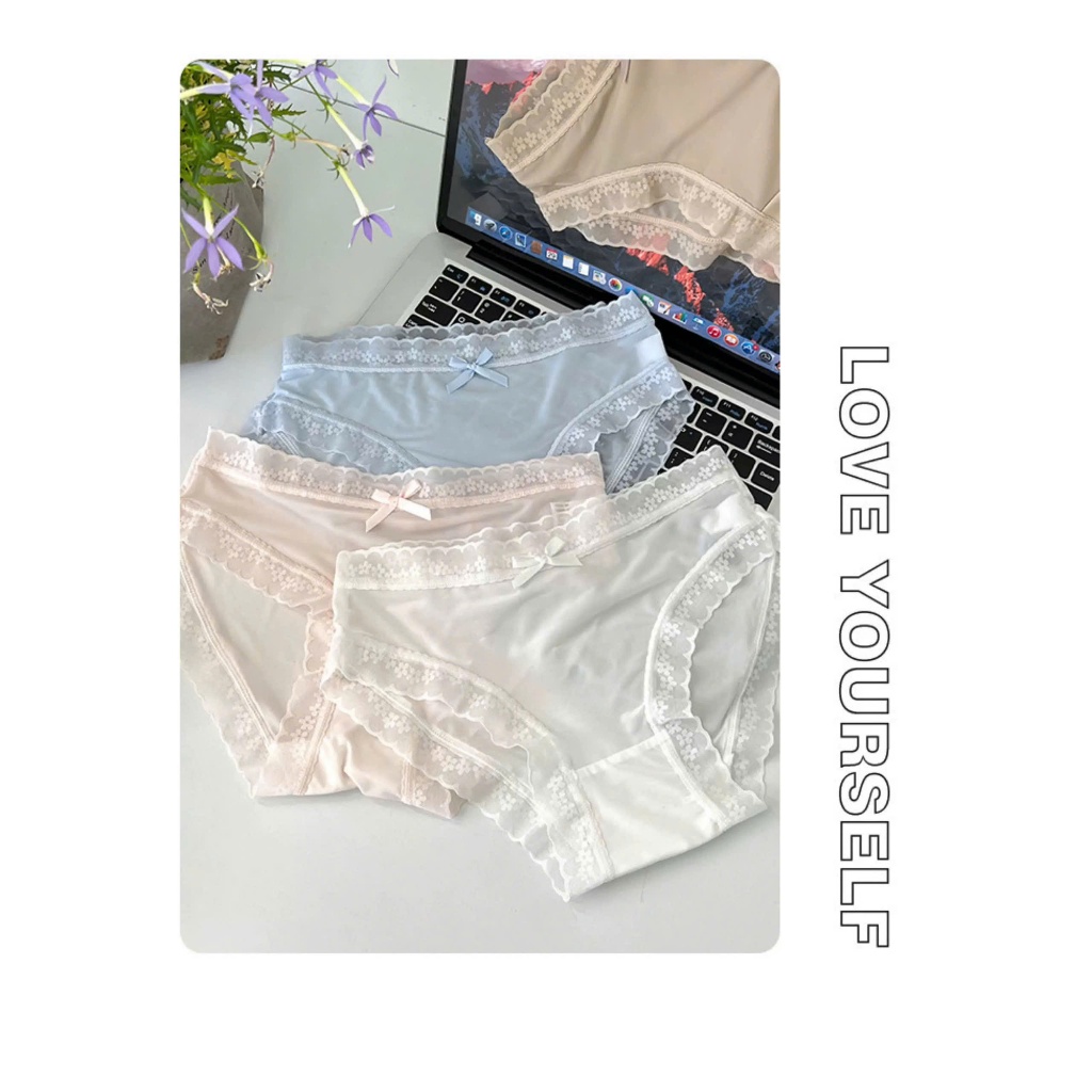 Combo 5 chiếc Quần Lót Nữ Ren Phối Lụa Cao Cấp Mềm Mại Thoáng Mát Nữ Tính màu sắc tinh tế  mới ra 2026 by Dandal