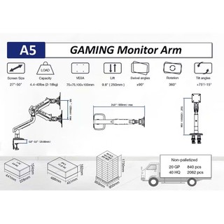 NB A5/ Gía Treo Màn Hình Máy Tính 27''-50''Inch - Giá Treo Màn Hình Máy Tính Cỡ Lớn, Tải Trọng 18 Kg