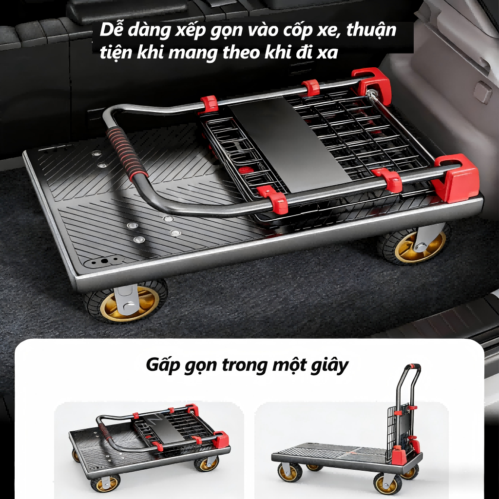 Xe đẩy hàng rào cao bảo vệ 360° chịu lực 600kg bánh xe im lặng xoay  đa năng kho hàng & gia đình