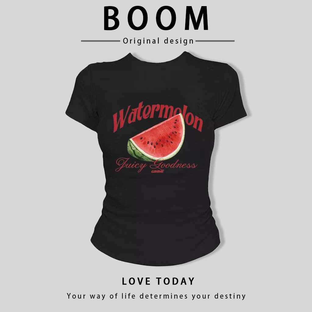BOOM🔥 Áo Baby Tee Nữ Cotton Ôm Body-Áo Thun Ngắn Tay Y2K In Hình Phong Cách Mới Mùa Hè, Ôm Cổ Tròn Hàng Đầu phong cá #02