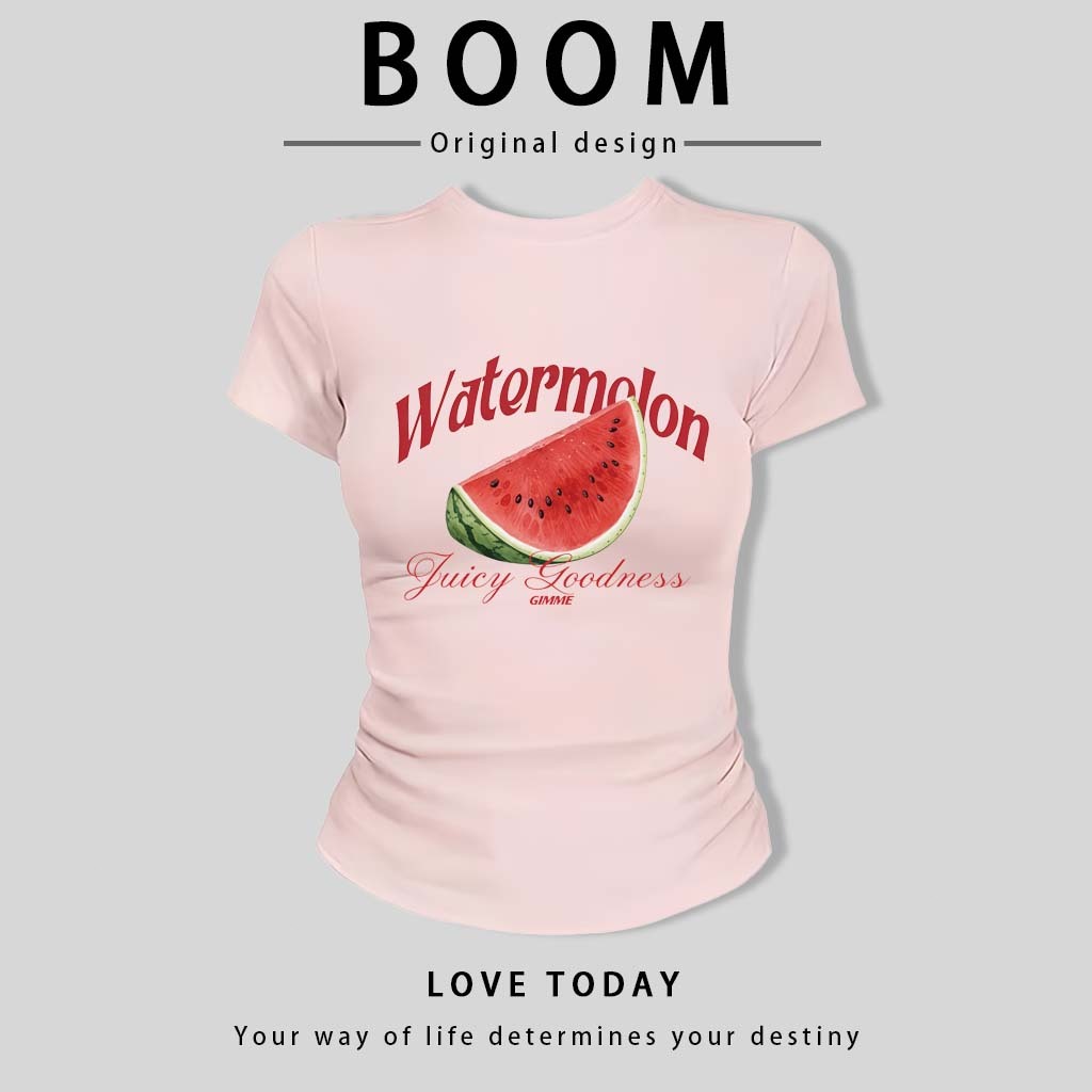 BOOM🔥 Áo Baby Tee Nữ Cotton Ôm Body-Áo Thun Ngắn Tay Y2K In Hình Phong Cách Mới Mùa Hè, Ôm Cổ Tròn Hàng Đầu phong cá #02