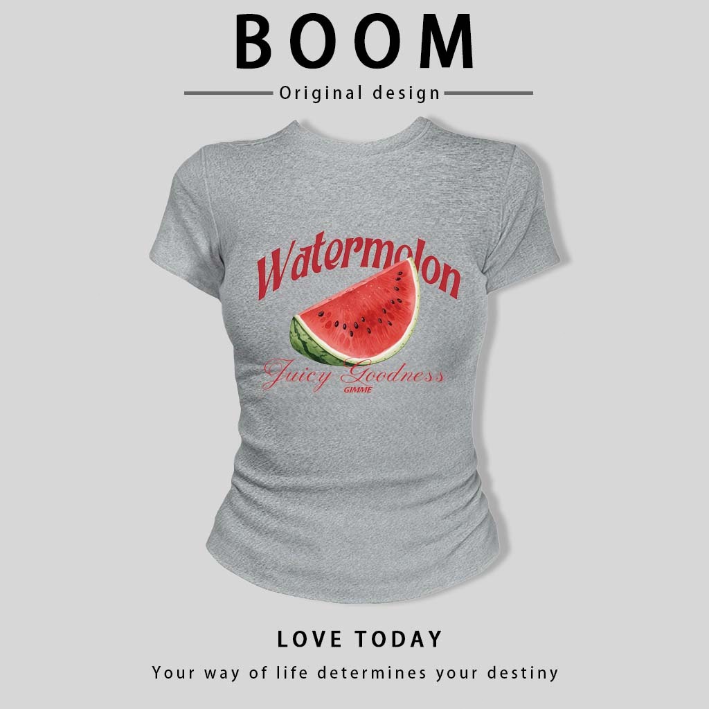 BOOM🔥 Áo Baby Tee Nữ Cotton Ôm Body-Áo Thun Ngắn Tay Y2K In Hình Phong Cách Mới Mùa Hè, Ôm Cổ Tròn Hàng Đầu phong cá #02