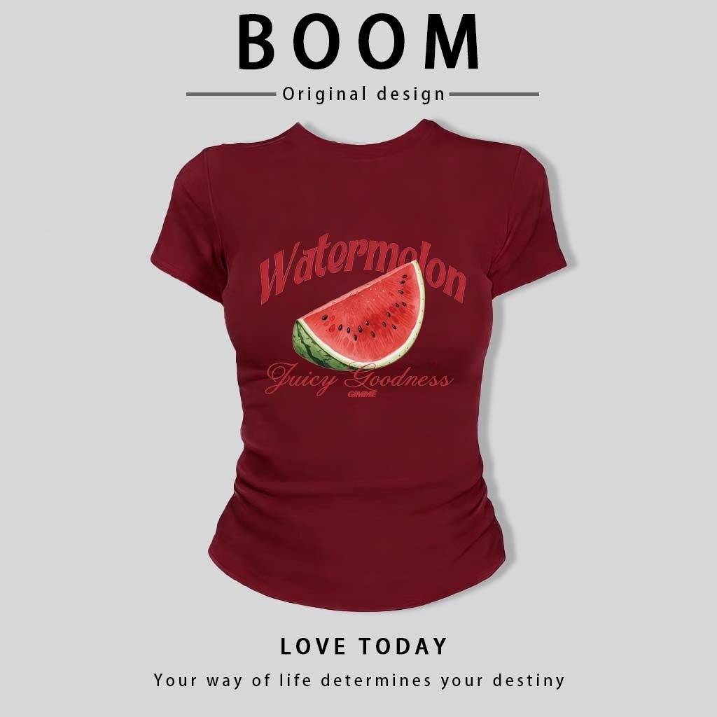 BOOM🔥 Áo Baby Tee Nữ Cotton Ôm Body-Áo Thun Ngắn Tay Y2K In Hình Phong Cách Mới Mùa Hè, Ôm Cổ Tròn Hàng Đầu phong cá #02