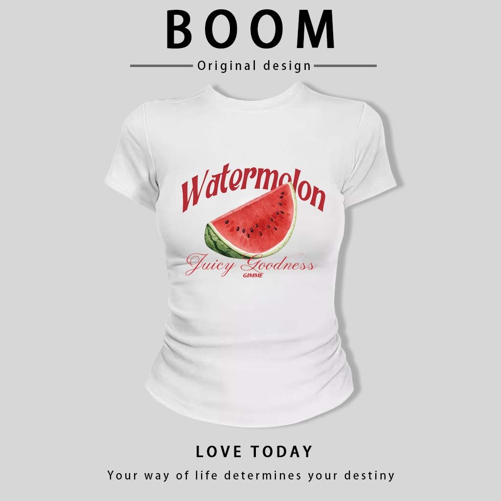 BOOM🔥 Áo Baby Tee Nữ Cotton Ôm Body-Áo Thun Ngắn Tay Y2K In Hình Phong Cách Mới Mùa Hè, Ôm Cổ Tròn Hàng Đầu phong cá #02