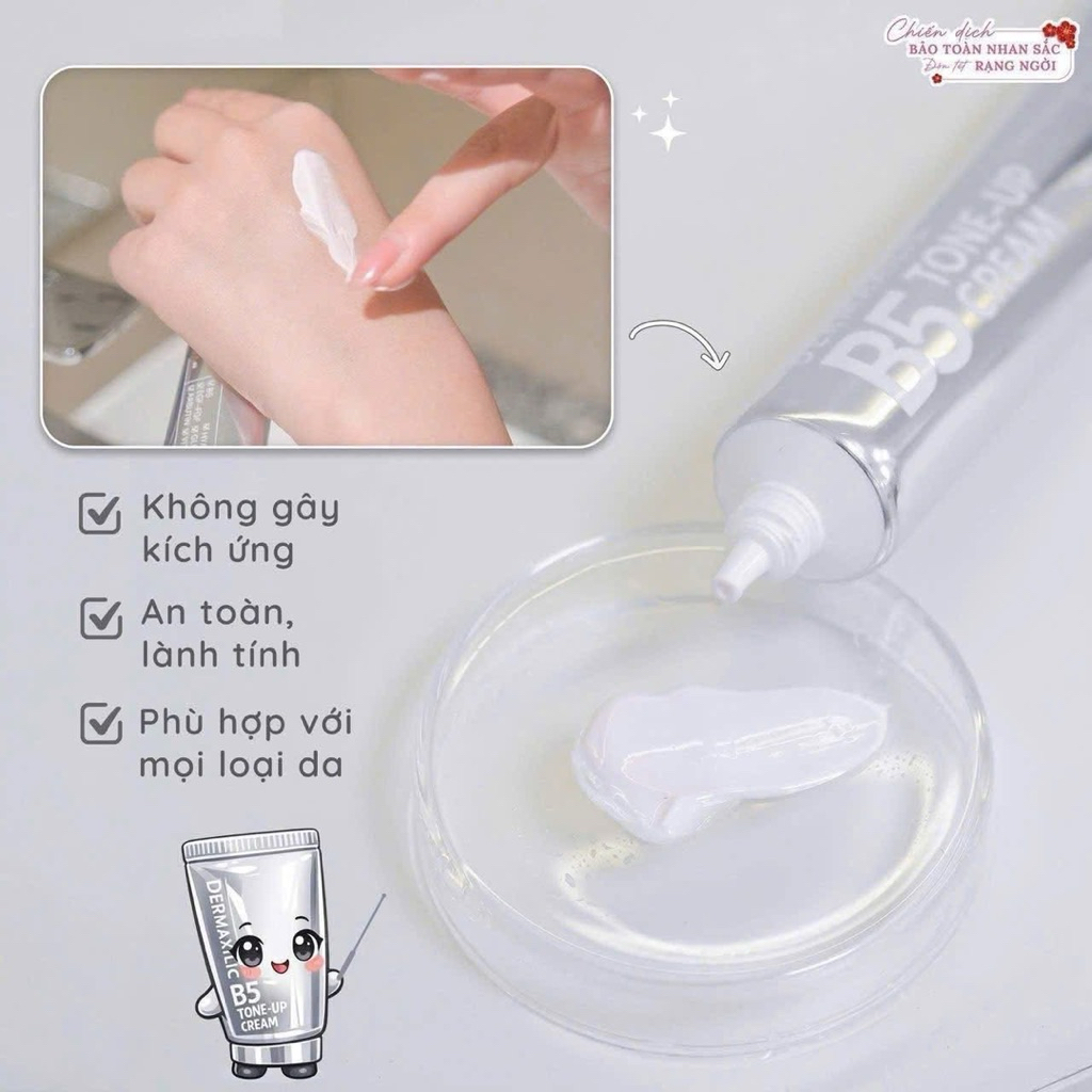 Kem ngày Dermaxilic B5 Tone-up Cream 50ml kem lười Dưỡng Trắng Nâng Tone+  hạn 2028 Đẹp Da Ngăn Lão Hóa IS199