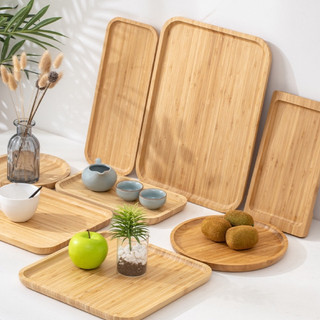 Khay Gỗ Tre Tự Nhiên, Đĩa Gỗ Tre Chụp Hình Decor, Đựng Đồ Ăn Uống Trong Gia Đình, Quán Cafe Nhà Hàng