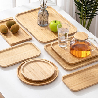 Khay Gỗ Tre Tự Nhiên, Đĩa Gỗ Tre Chụp Hình Decor, Đựng Đồ Ăn Uống Trong Gia Đình, Quán Cafe Nhà Hàng