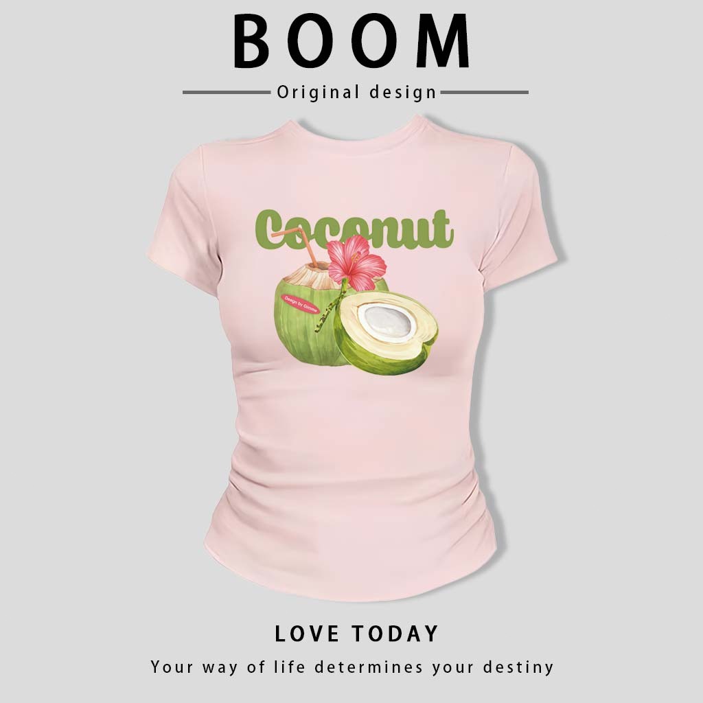 BOOM🔥 Áo Baby Tee Nữ Cotton Ôm Body-Áo Thun Ngắn Tay Y2K In Hình Phong Cách Mới Mùa Hè, Ôm Cổ Tròn Hàng Đầu phong cá #03
