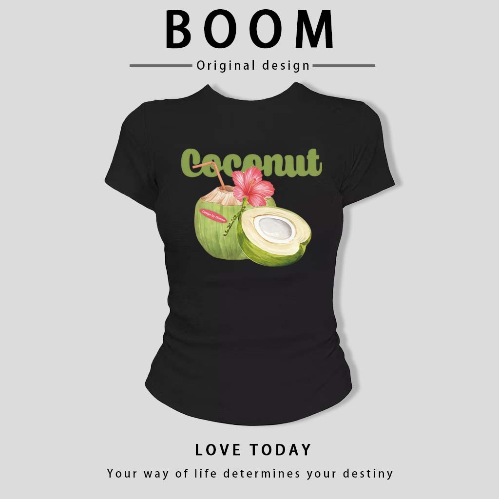 BOOM🔥 Áo Baby Tee Nữ Cotton Ôm Body-Áo Thun Ngắn Tay Y2K In Hình Phong Cách Mới Mùa Hè, Ôm Cổ Tròn Hàng Đầu phong cá #03