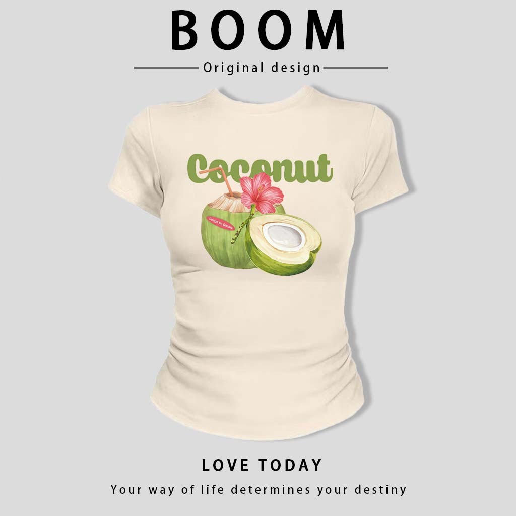 BOOM🔥 Áo Baby Tee Nữ Cotton Ôm Body-Áo Thun Ngắn Tay Y2K In Hình Phong Cách Mới Mùa Hè, Ôm Cổ Tròn Hàng Đầu phong cá #03