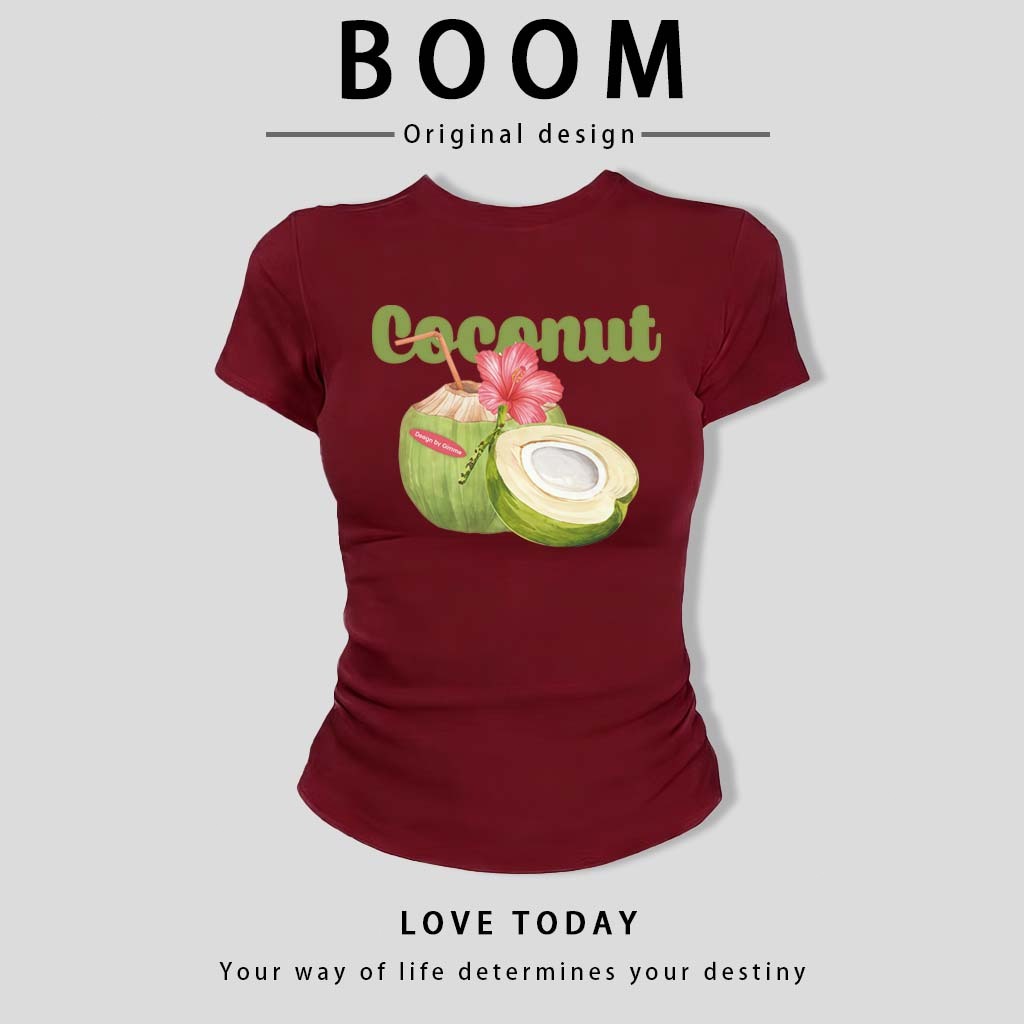 BOOM🔥 Áo Baby Tee Nữ Cotton Ôm Body-Áo Thun Ngắn Tay Y2K In Hình Phong Cách Mới Mùa Hè, Ôm Cổ Tròn Hàng Đầu phong cá #03