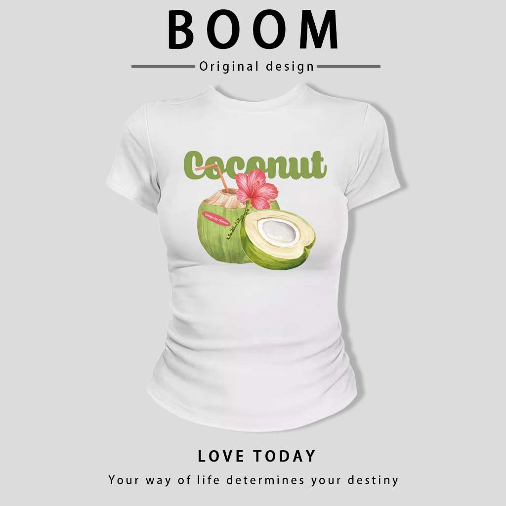 BOOM🔥 Áo Baby Tee Nữ Cotton Ôm Body-Áo Thun Ngắn Tay Y2K In Hình Phong Cách Mới Mùa Hè, Ôm Cổ Tròn Hàng Đầu phong cá #03