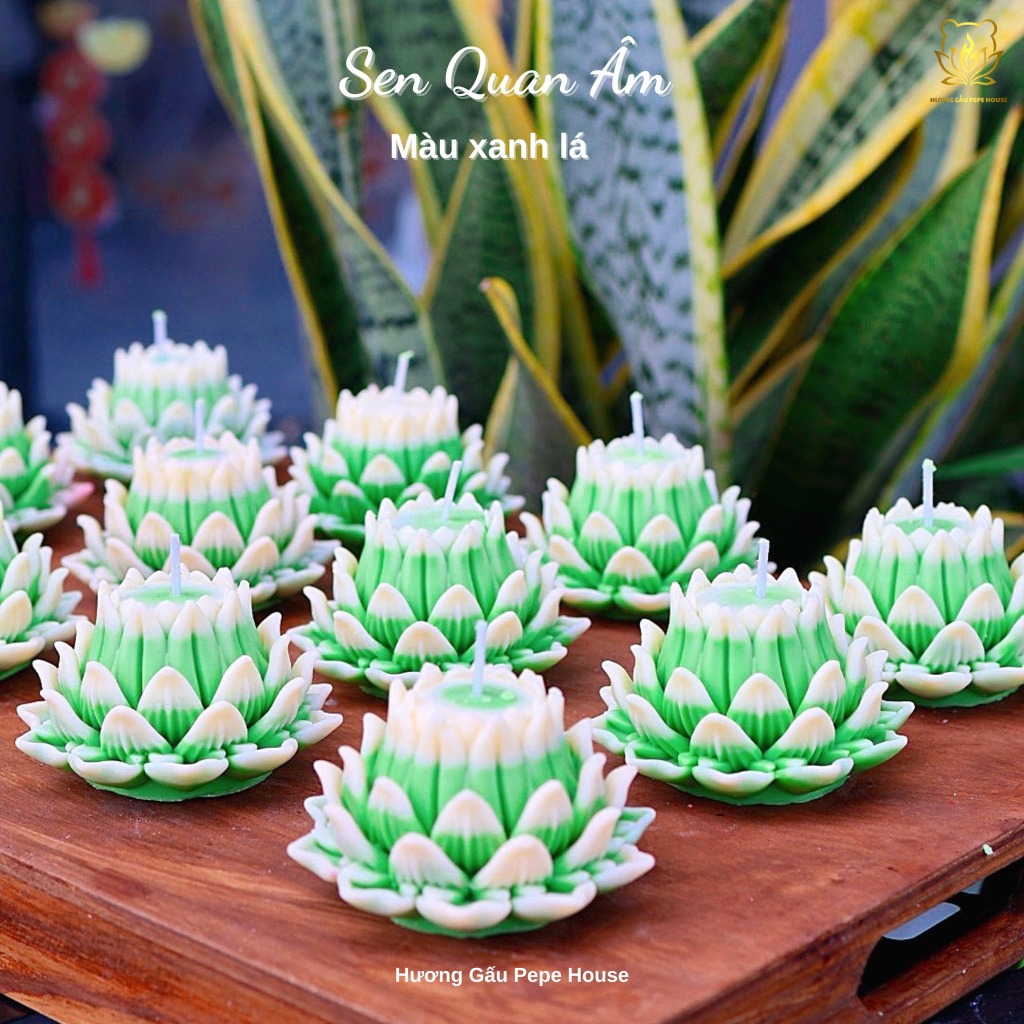 Nến sen quan âm - dùng thờ cúng , decor bàn thờ trang nghiêm , thiết kế tinh tế từ hoa sen