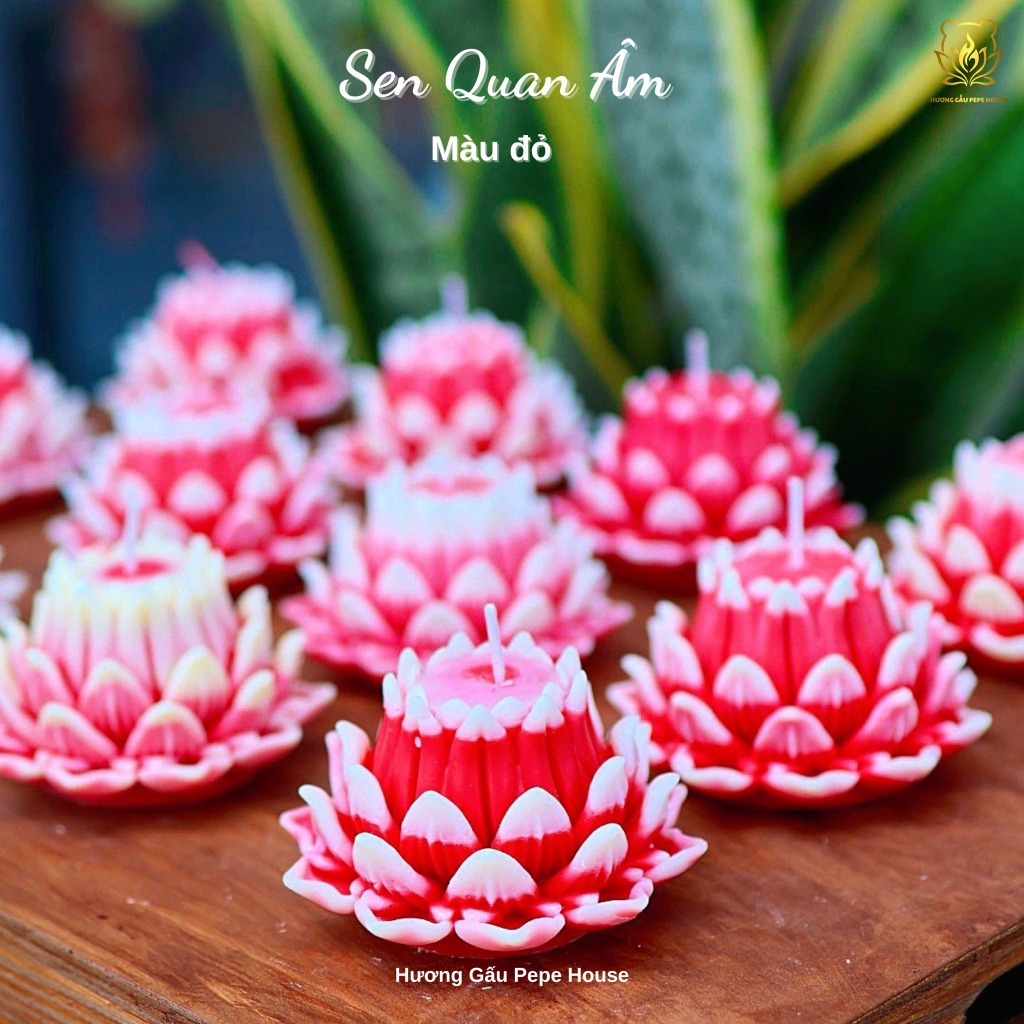 Nến sen quan âm - dùng thờ cúng , decor bàn thờ trang nghiêm , thiết kế tinh tế từ hoa sen