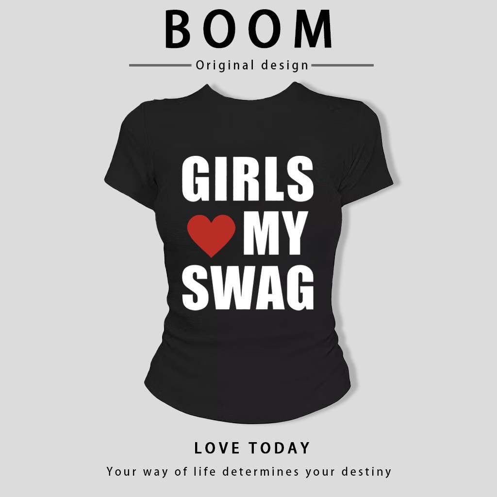 BOOM🔥 Áo Baby Tee Nữ Cotton Ôm Body-Áo Thun Ngắn Tay Y2K In Hình Phong Cách Mới Mùa Hè, Ôm Cổ Tròn Hàng Đầu phong cá #04