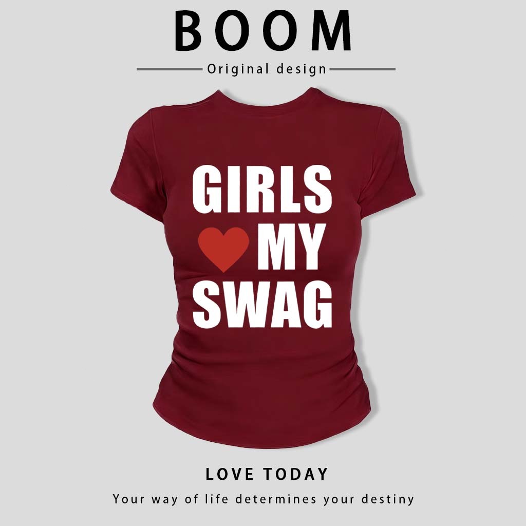 BOOM🔥 Áo Baby Tee Nữ Cotton Ôm Body-Áo Thun Ngắn Tay Y2K In Hình Phong Cách Mới Mùa Hè, Ôm Cổ Tròn Hàng Đầu phong cá #04