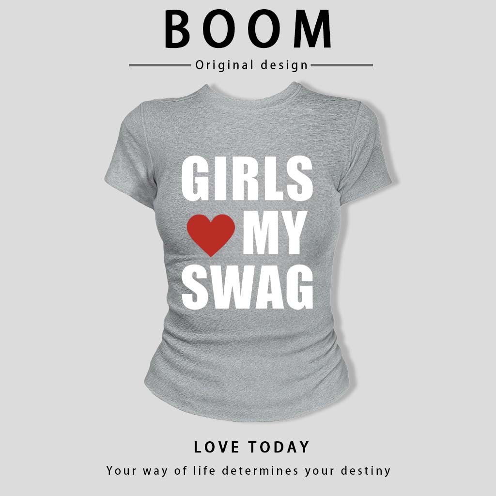 BOOM🔥 Áo Baby Tee Nữ Cotton Ôm Body-Áo Thun Ngắn Tay Y2K In Hình Phong Cách Mới Mùa Hè, Ôm Cổ Tròn Hàng Đầu phong cá #04