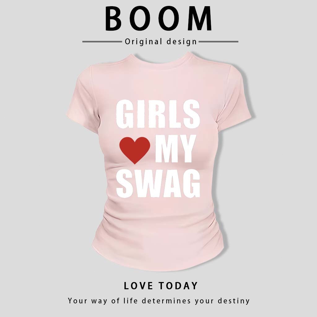 BOOM🔥 Áo Baby Tee Nữ Cotton Ôm Body-Áo Thun Ngắn Tay Y2K In Hình Phong Cách Mới Mùa Hè, Ôm Cổ Tròn Hàng Đầu phong cá #04
