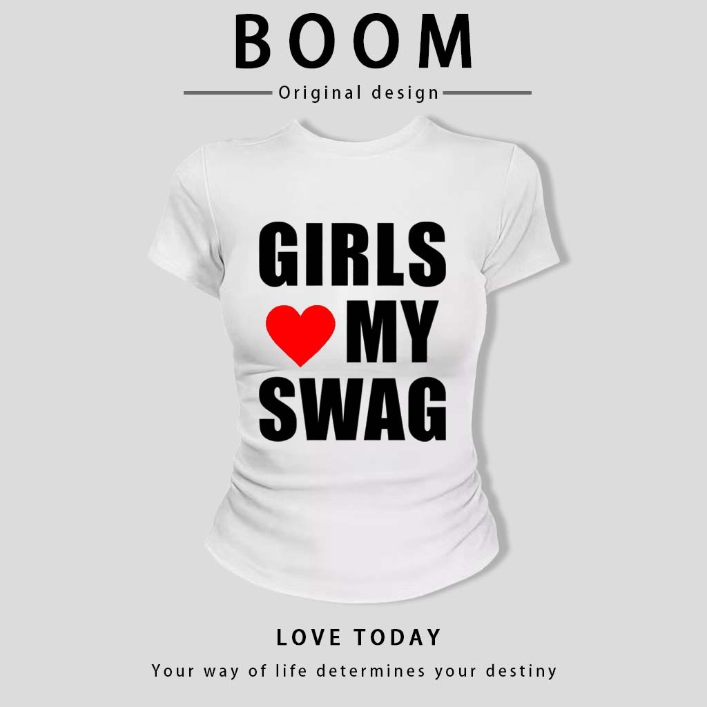 BOOM🔥 Áo Baby Tee Nữ Cotton Ôm Body-Áo Thun Ngắn Tay Y2K In Hình Phong Cách Mới Mùa Hè, Ôm Cổ Tròn Hàng Đầu phong cá #04
