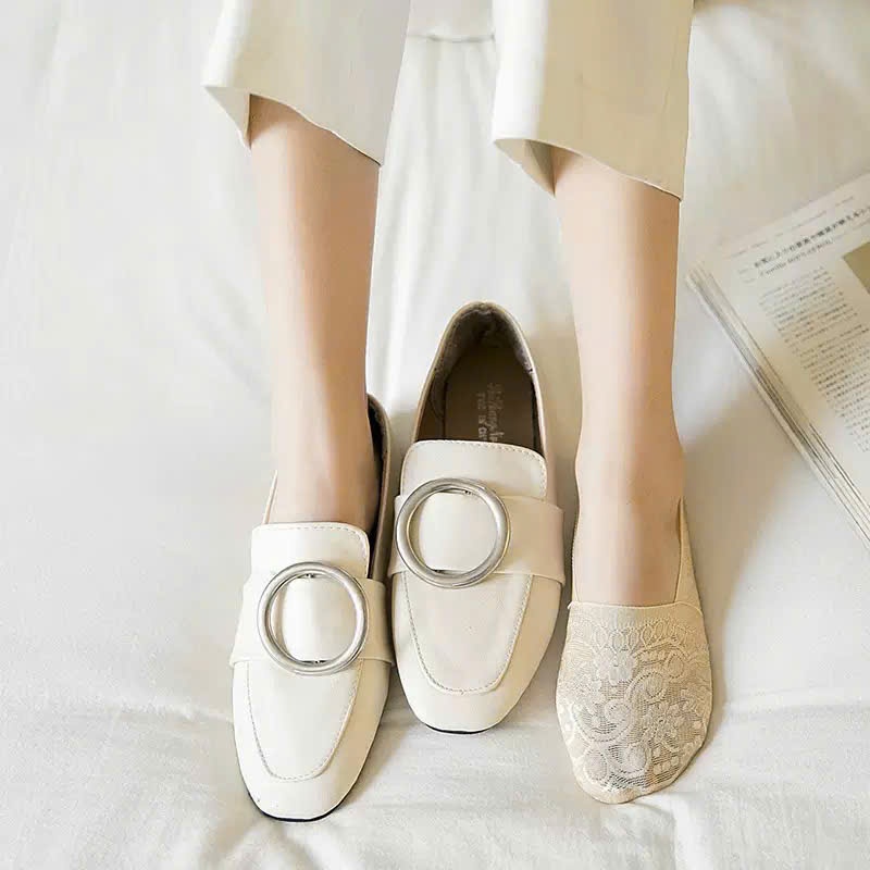 Tất Lười Ren Hoa Nữ Tàng Hình Chống Tuột, Vớ Nửa Bàn Chân Không Lộ Viền Mỏng Nhẹ Thoáng Khí Co Giãn Êm Chân Mùa Đông, Hè