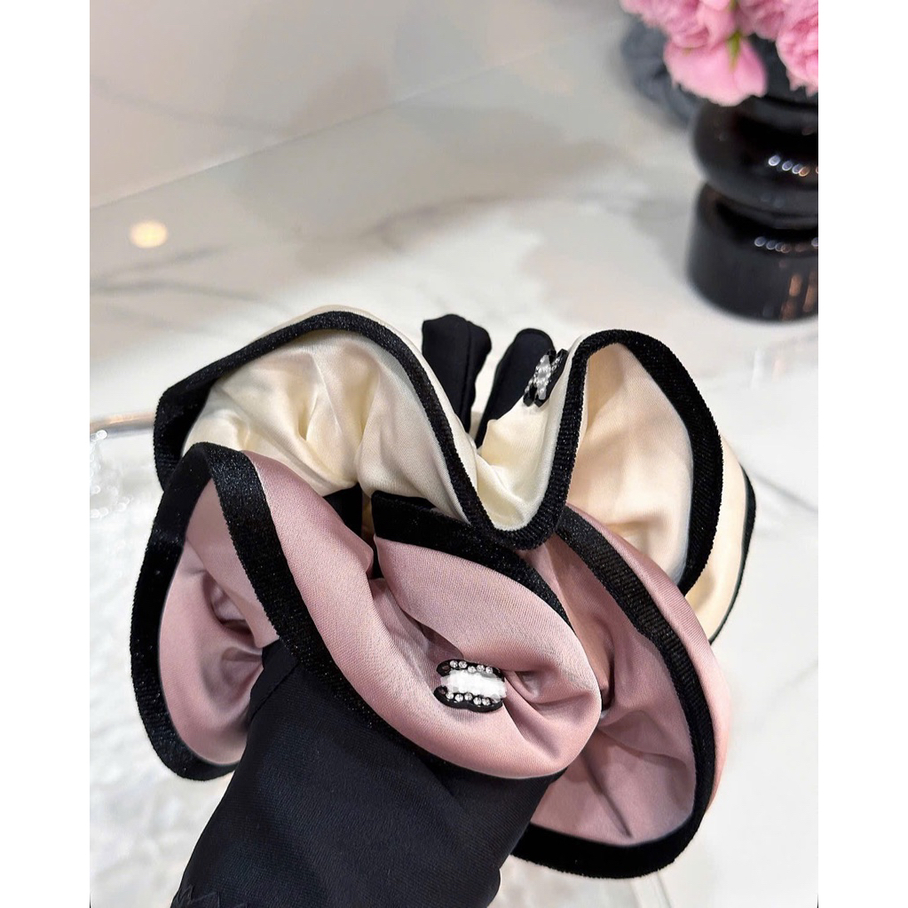 ZuchenbyKao Cột tóc lụa lớn viền đen