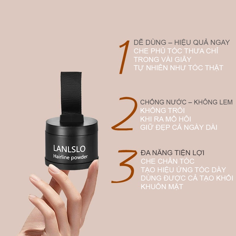 Phấn che hói tóc, che tóc thưa tức thì, phấn che chân tóc, bột phủ tóc tự nhiên | che bạc, không lộ, chống nước, lâu trô