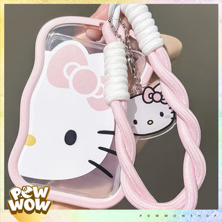 Bao Đựng Thẻ Nhựa Mica Viền Hồng Nhựa Dẻo Trong Suốt Phong Cách Sanrio Mặt Mèo Cat Hoạ Tiết Hello HK PInky