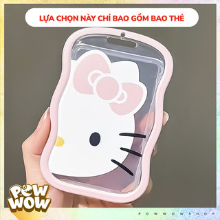 Bao Đựng Thẻ Nhựa Mica Viền Hồng Nhựa Dẻo Trong Suốt Phong Cách Sanrio Mặt Mèo Cat Hoạ Tiết Hello HK PInky