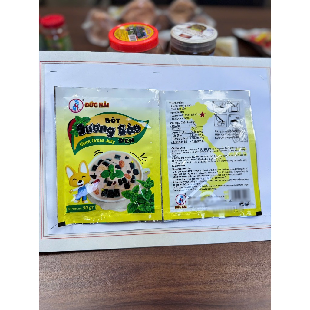 Bột Sương Sáo Đen Đức Hải Gói 50G Nguyên Liệu Làm Thạch Đen Mát Lạnh Giải Nhiệt Thơm Ngon - Đức Hải Food