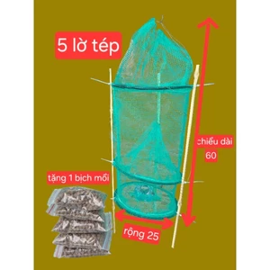 lờ tép combo 5 cái(rộng 25 chiều dài 60)kèm mồi dây rút,và cây